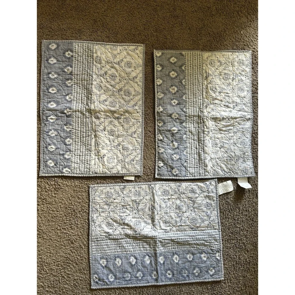 Sonoma Quilted Cotton Pillow Covers Aztec Hobo Comfort Home Casual Blue White 3